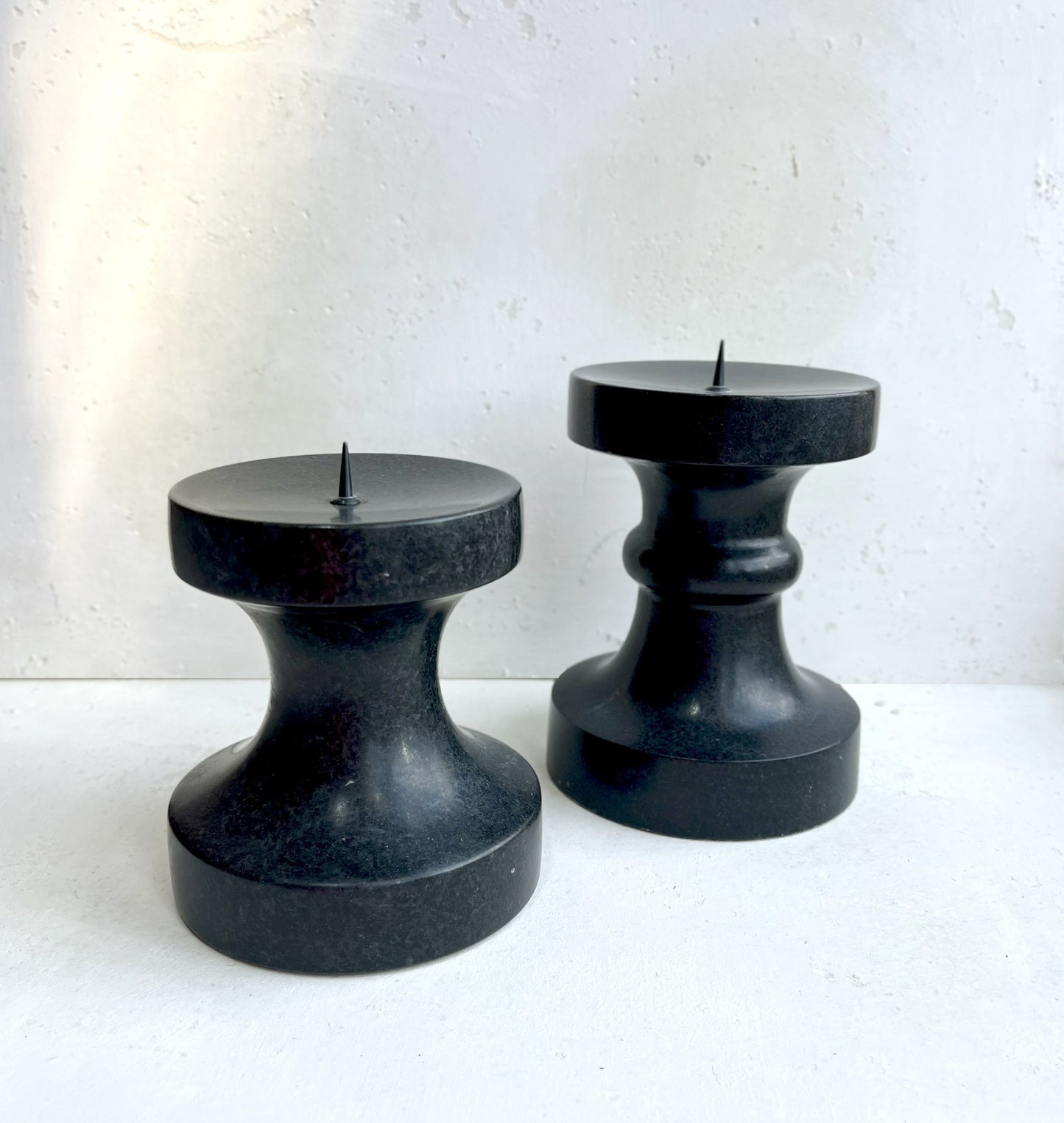 Black Granite Candlesticks small and large