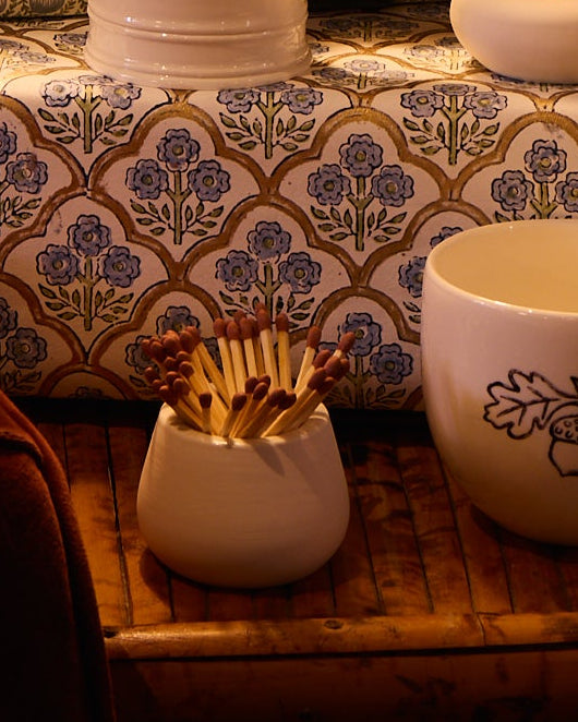 Porcelain Match Pot with Matches
