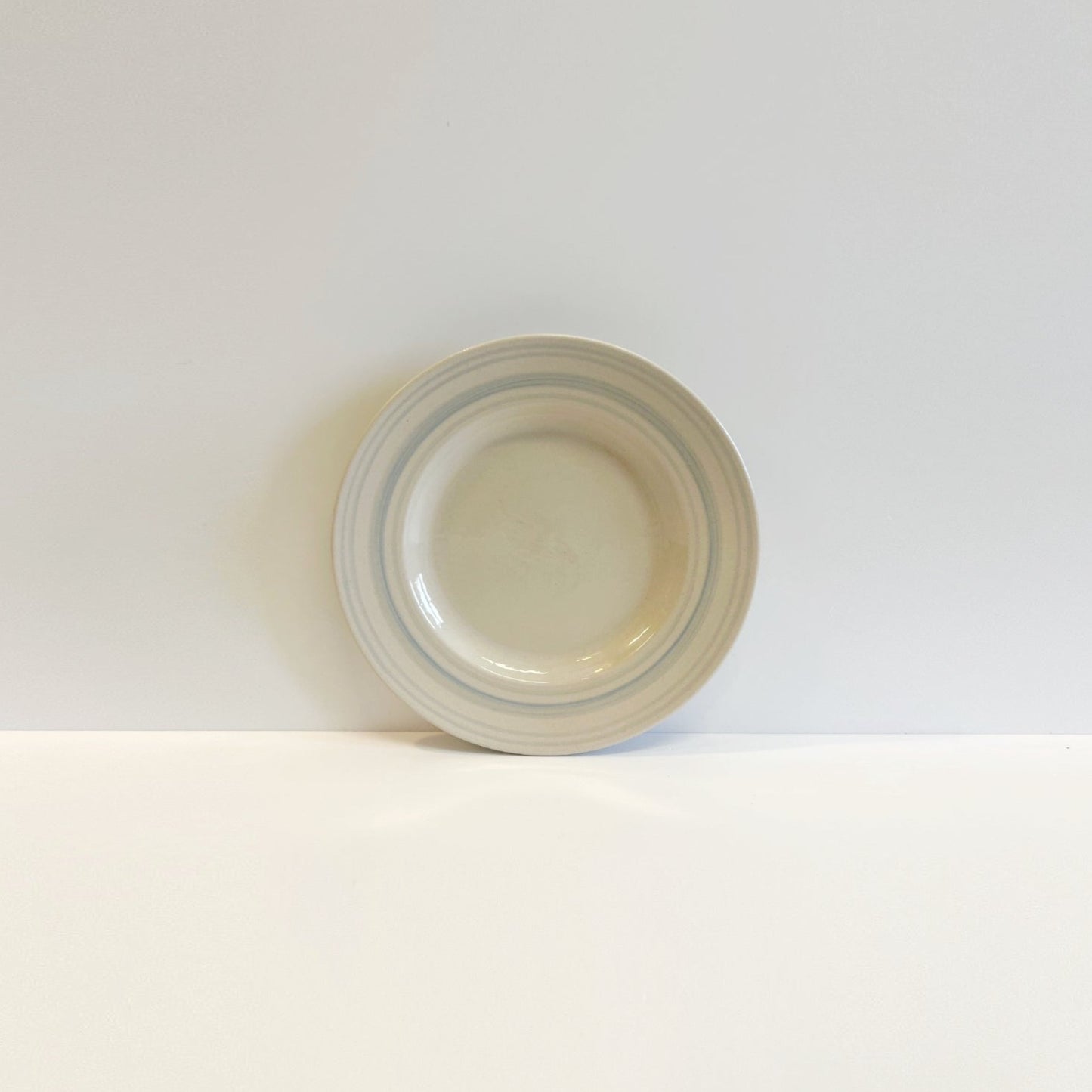 Set of Small Side Plates Duck Egg Linen Stripe - Classical Stoneware