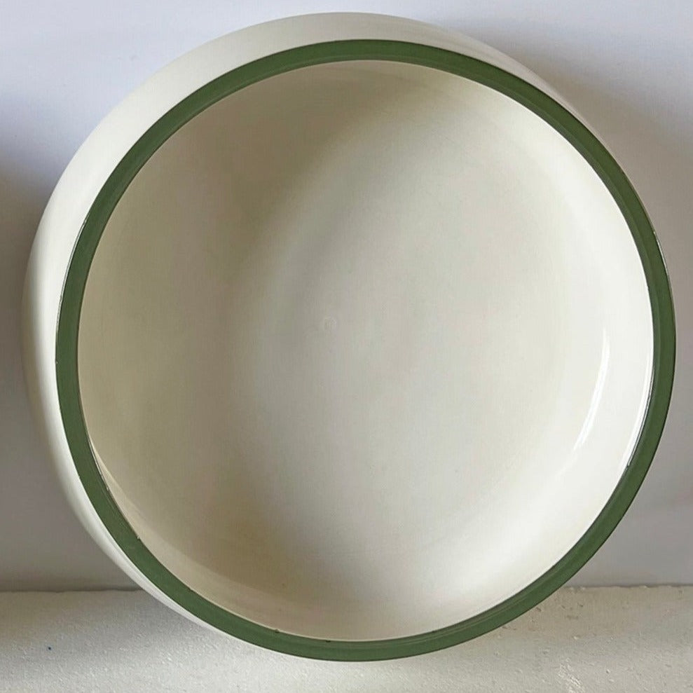Porcelain Dog Bowl Small Hound Large Green Rim
