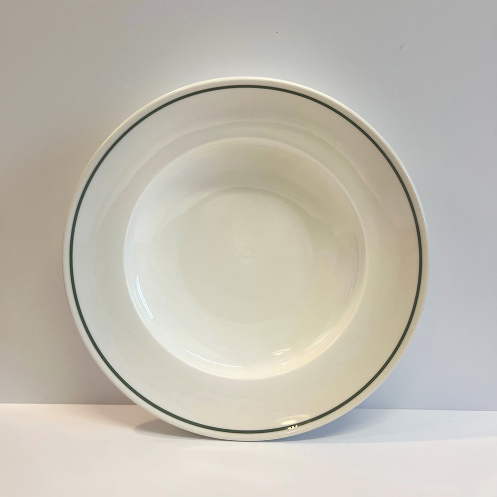 Classical Porcelain Forest Green Line Shallow Bowl - Seconds