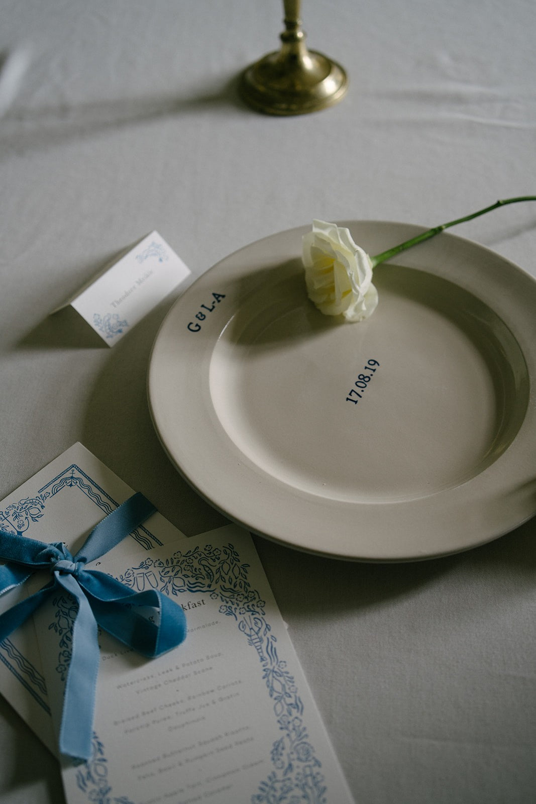 Personalised Set of 6 Porcelain Wedding Dinner Plates