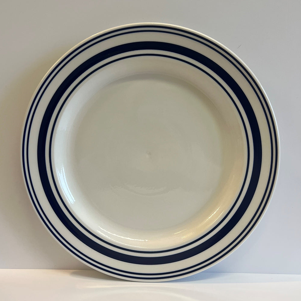 Classical Porcelain Cobalt Blue Sea Stripes Large Dinner Plate - Seconds