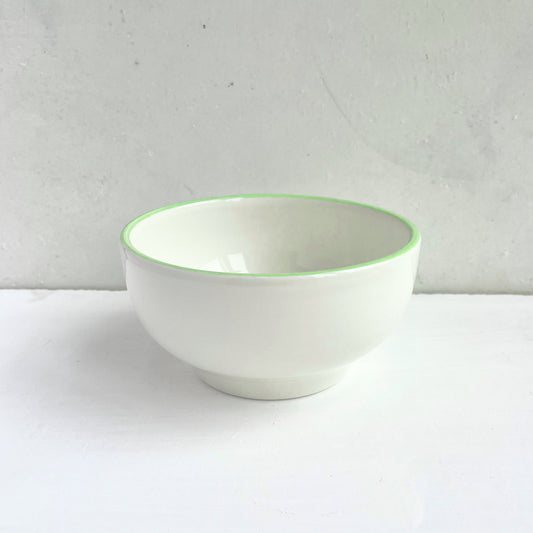 Set of Simple Bowls with Clover Green Rim - Classical Porcelain