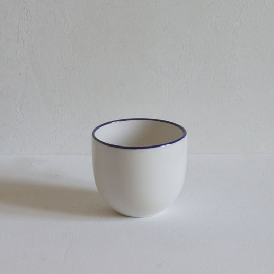 Simple Porcelain Beaker with Cobalt Blue Rim - Seconds