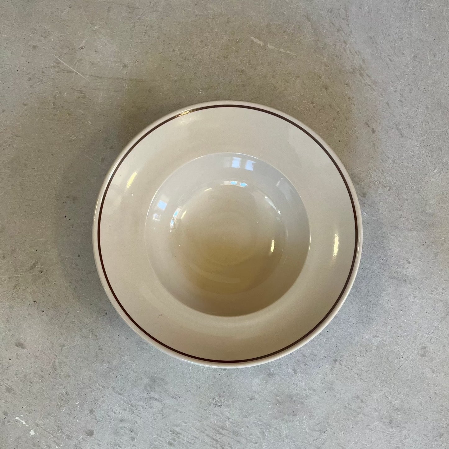 Classical Stoneware Deep Bowl with Brown Line - Seconds