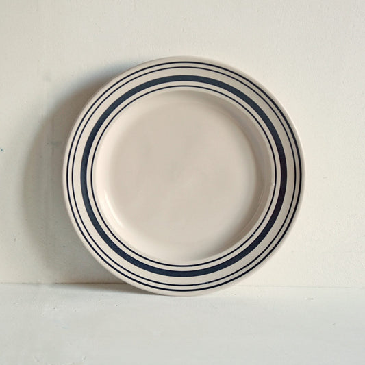 Dinner Plate Black Linen Stripe - Classical Stoneware