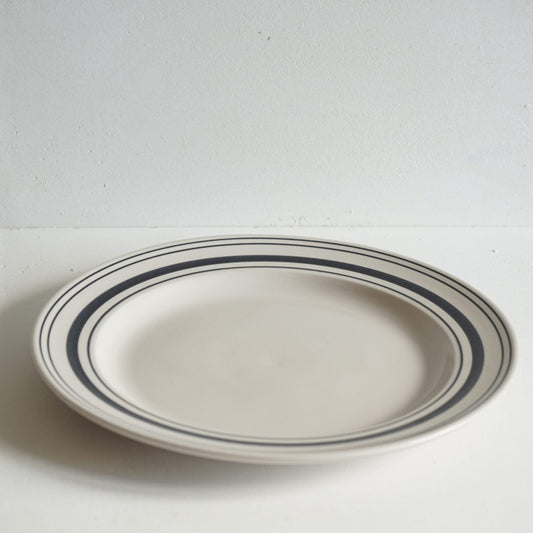 Classical Stoneware Black Linen Stripe Large Dinner Plate - Seconds