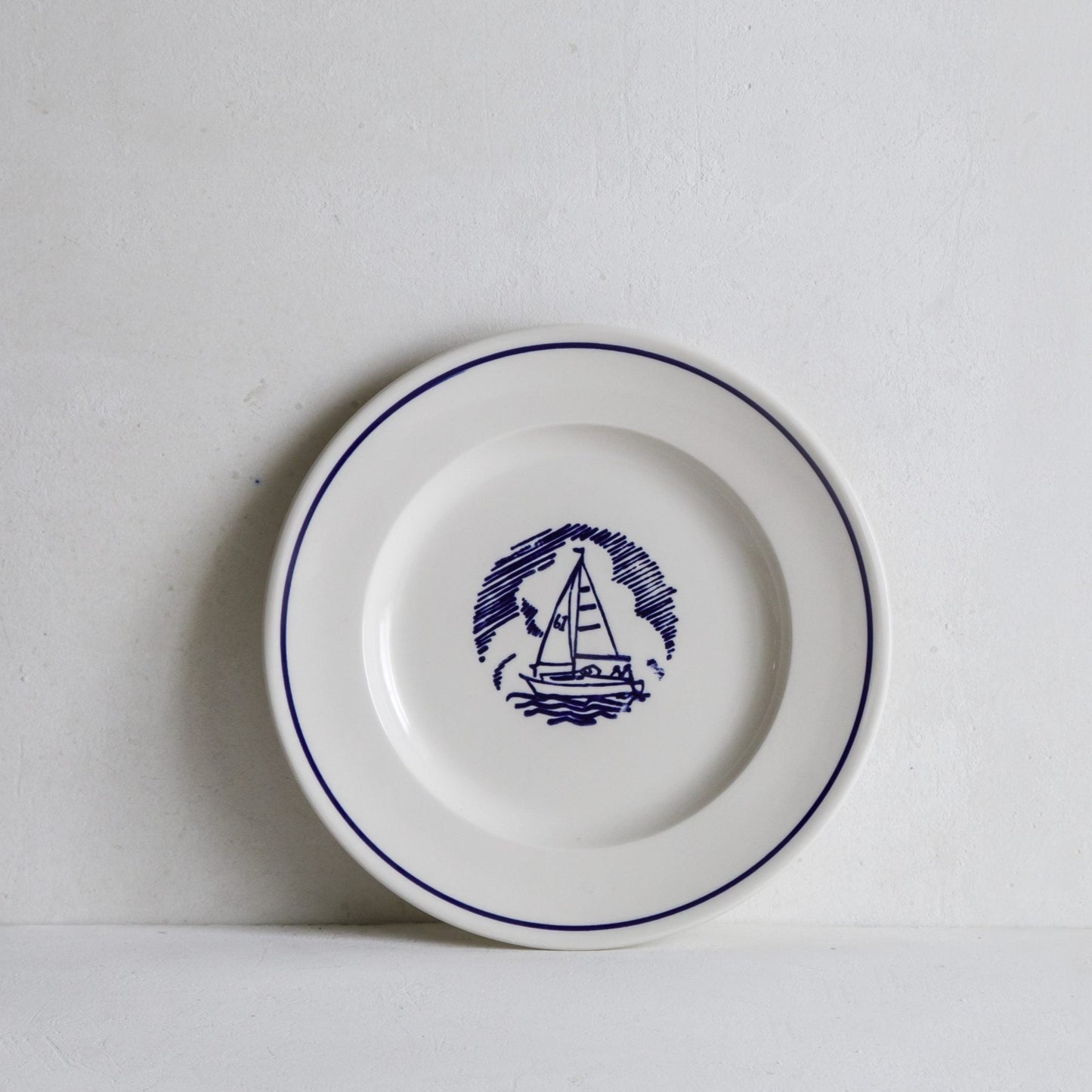 Side Plate with Sailing Boat illustration