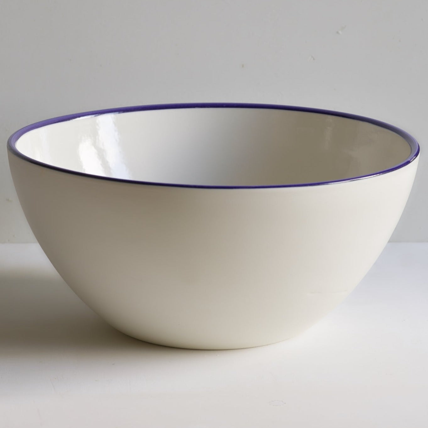 Deep Serving Bowl, Cobalt Blue Rim, Large 30cm