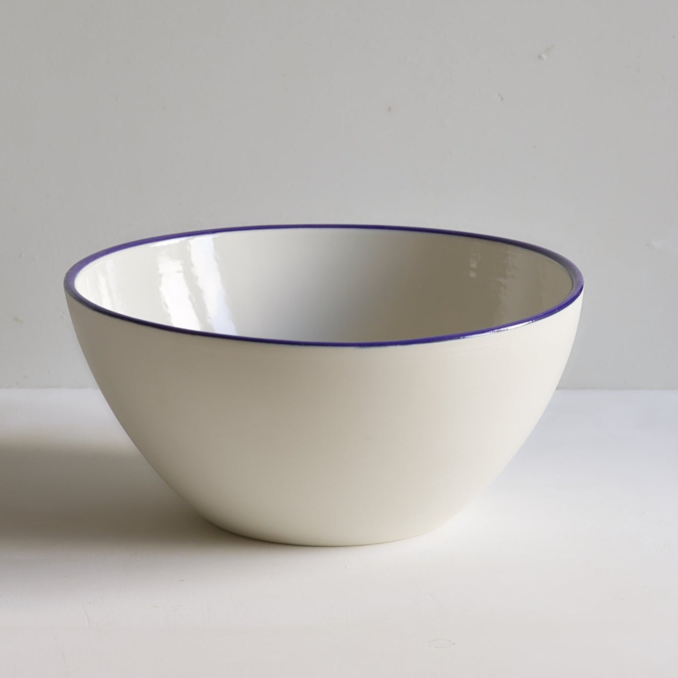 Deep Serving Bowl, Cobalt Blue Rim Medium 25cm