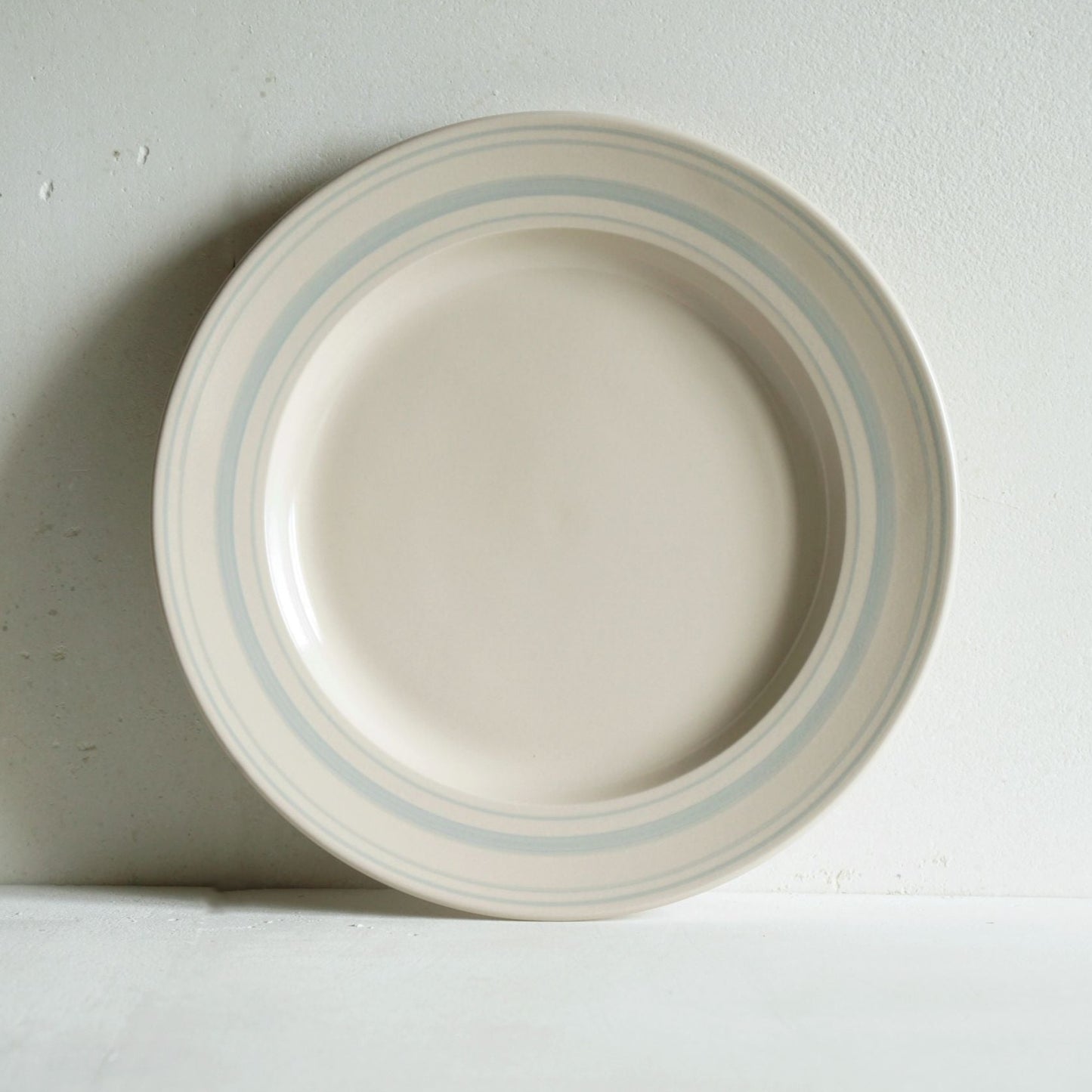 Duck Egg Linen Stripe Dinner Plate 2