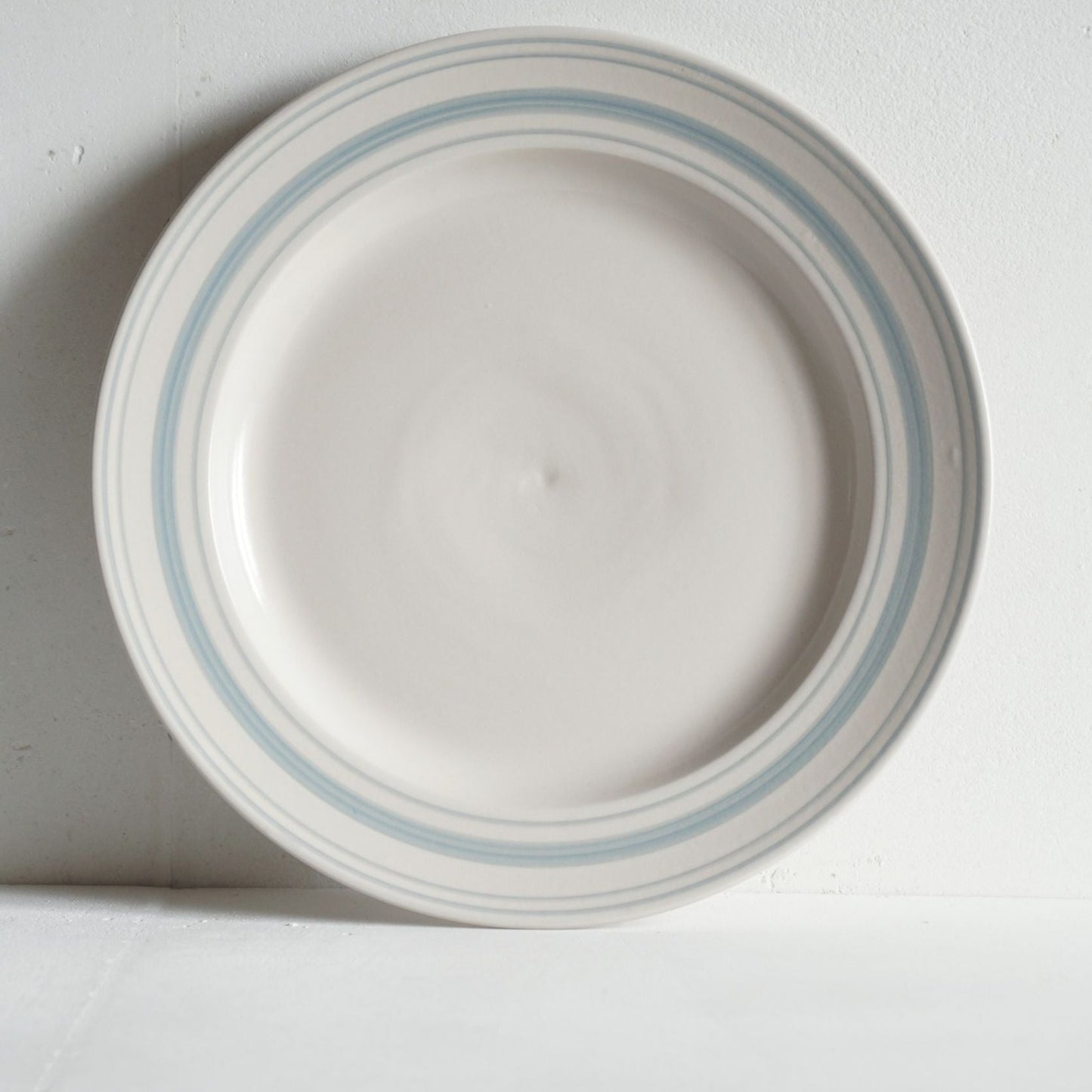 Duck Egg Linen Stripe Large Dinner Plate