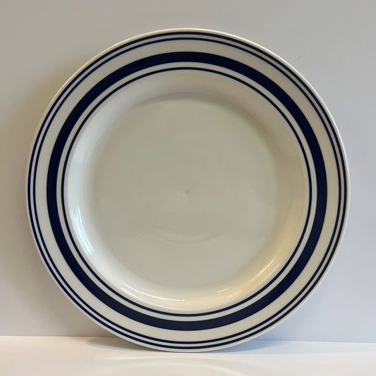 Large Dinner Plate Cobalt Blue Sea Stripes - Classical Porcelain
