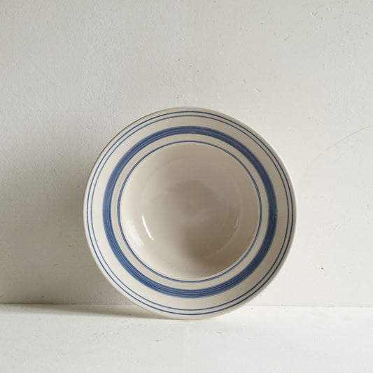 Set of Deep Bowls Navy Linen Stripe - Classical Stoneware