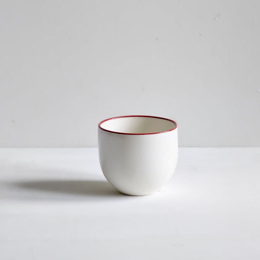 Simple Porcelain Beaker with Red Rim - Seconds