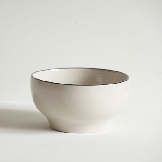 Simple Bowl with Black Rim - Stoneware