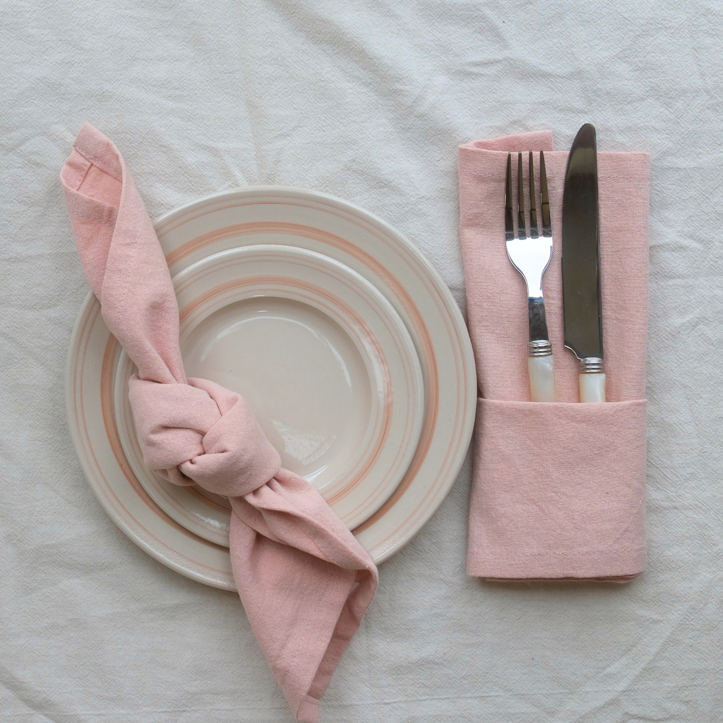 Classical Stoneware Rose Linen Stripe Side Plate - Seconds