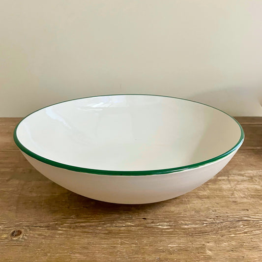 Shallow Serving Bowls with Forest Green Rim - Seconds