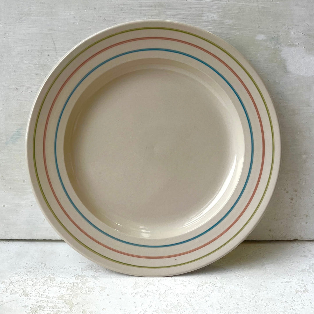 28cm Dinner Plate in Stoneware with 3 coloured lines on rim
