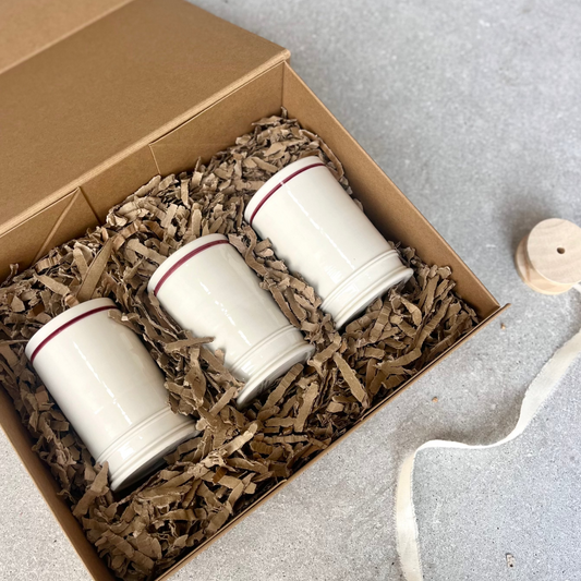 Porcelain Bud Vases Burgundy Line - Boxed Gift Set of 3