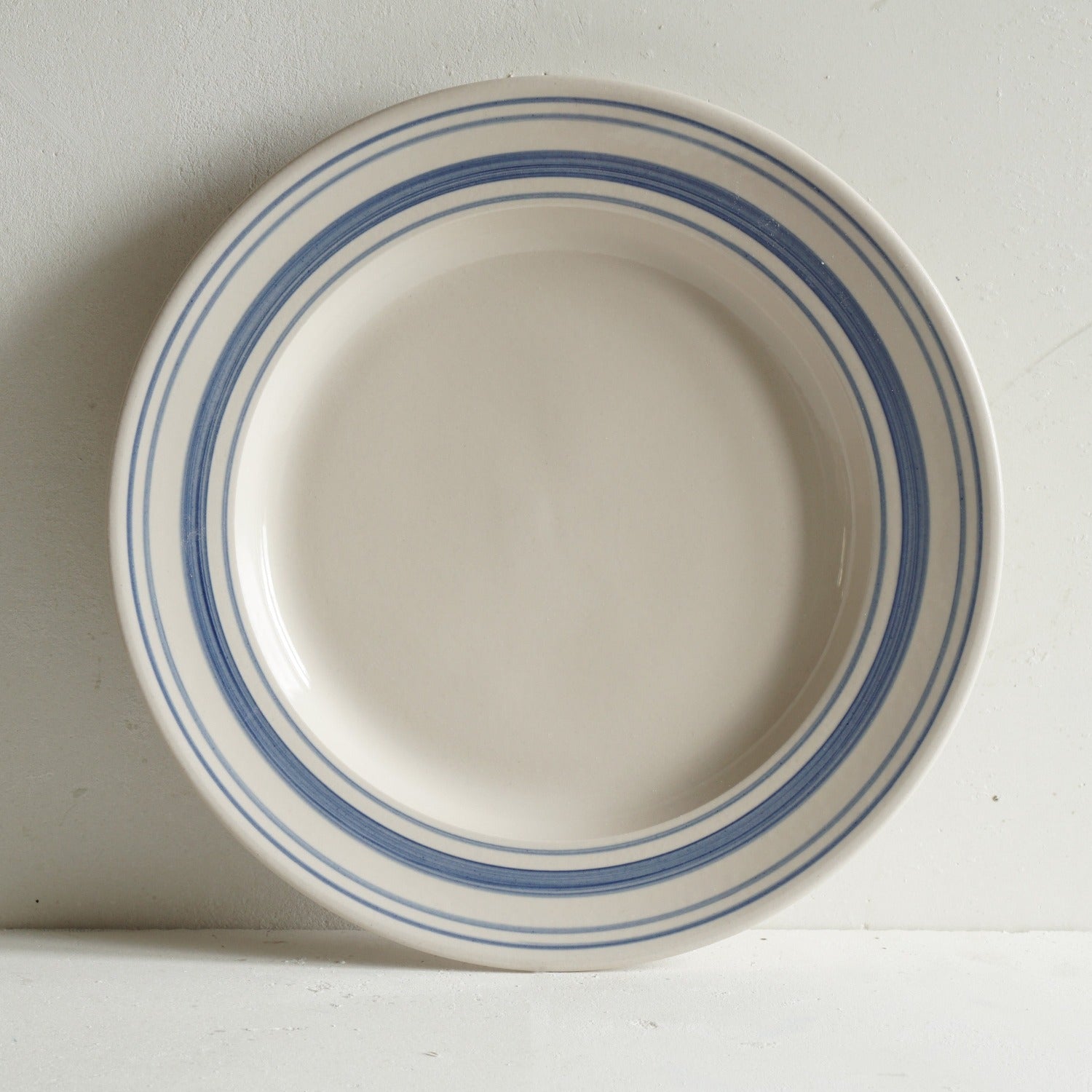 Classical Stoneware Navy Linen Stripe Large Dinner Plates
