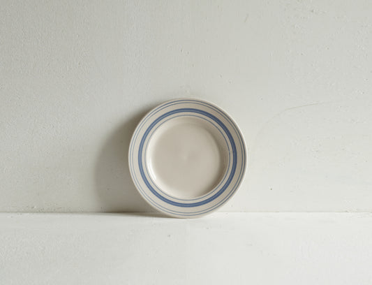 Set of Classical Stoneware Navy Linen Stripe Small Side Plates