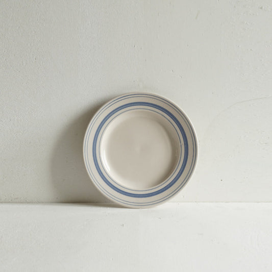 Classical Stoneware Navy Linen Stripe Small Side Plate - Seconds