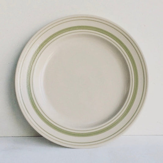 Set of Classical Stoneware Clover Green Linen Stripe Large Dinner Plates