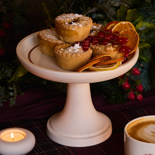 Porcelain Mince Pie Stand, Tall - Burgundy Line