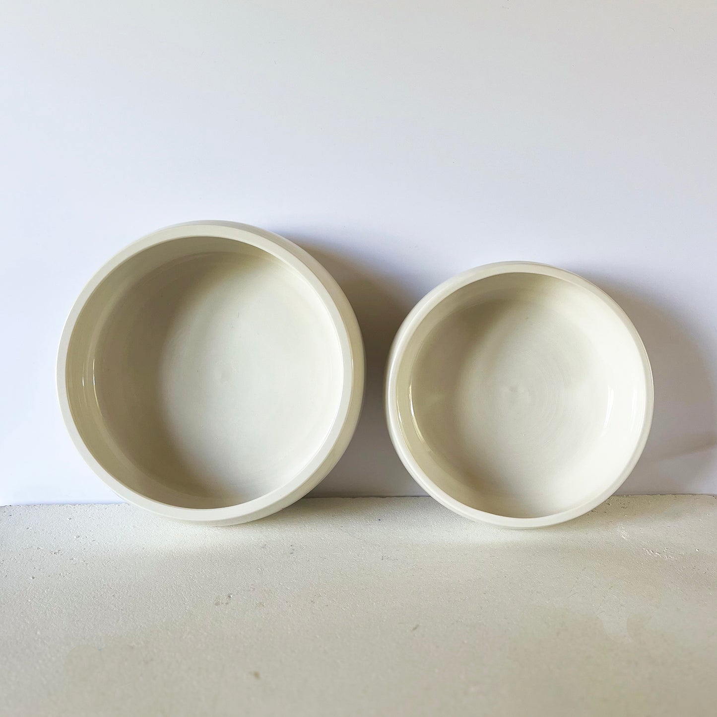 Porcelain Dog Bowls Small and Large Plain