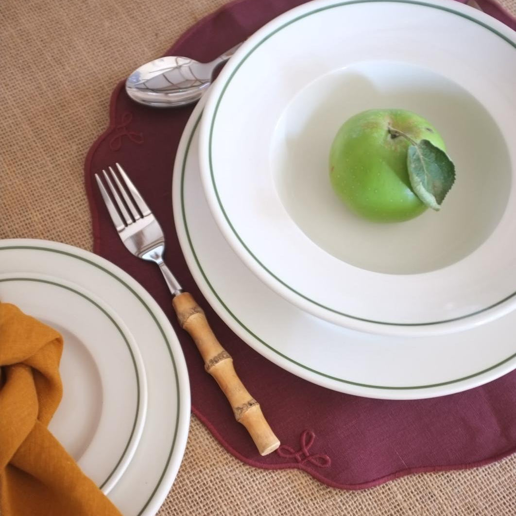Deep Bowl Forest Green Line - Classical Porcelain