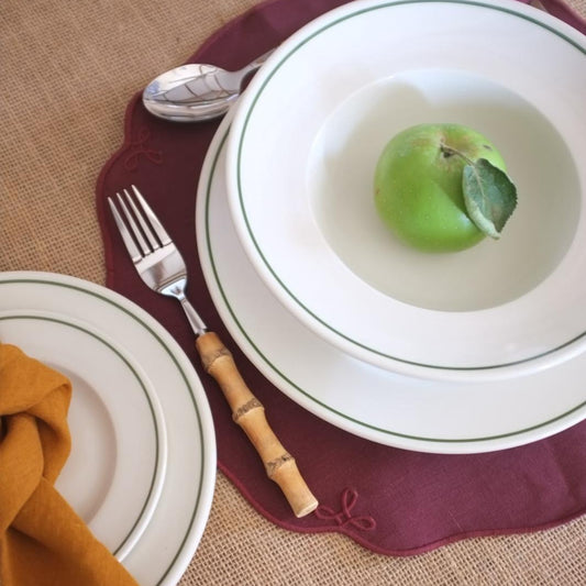 Deep Bowl Forest Green Line - Classical Porcelain