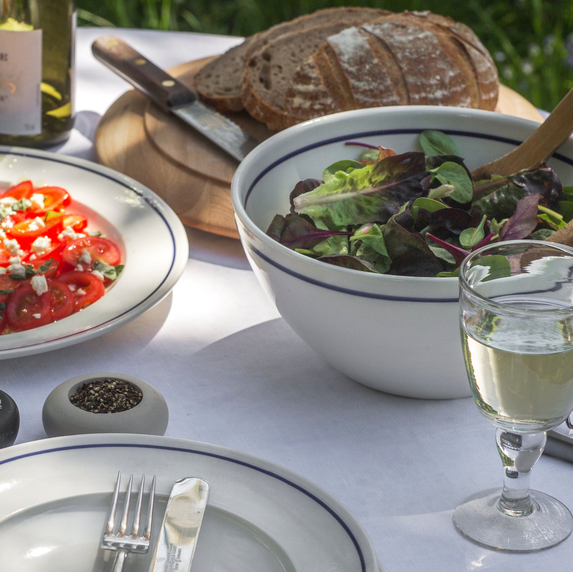 Deep Serving Bowls with Cobalt Blue Line - Seconds