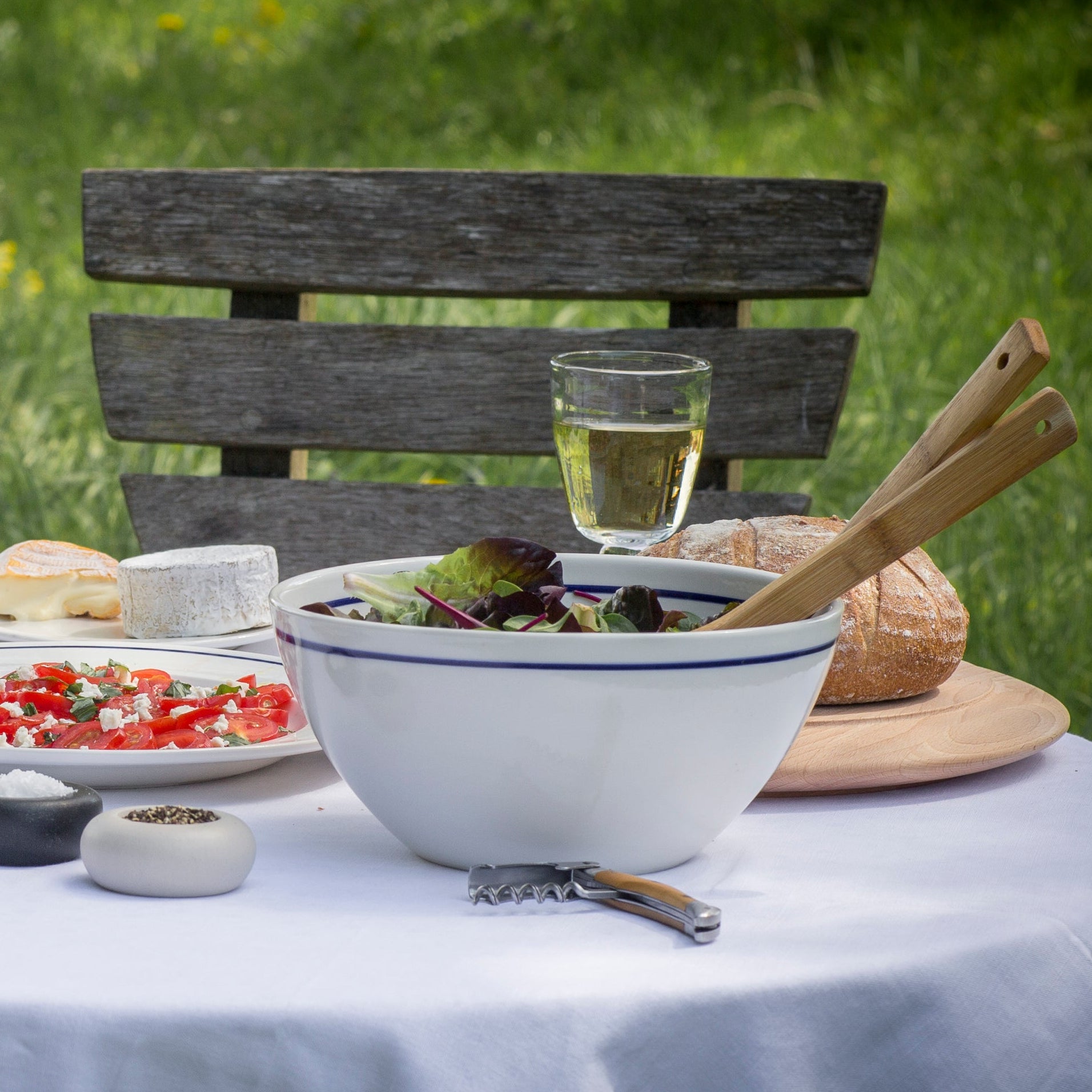 Deep Serving Bowls with Cobalt Blue Line - Seconds