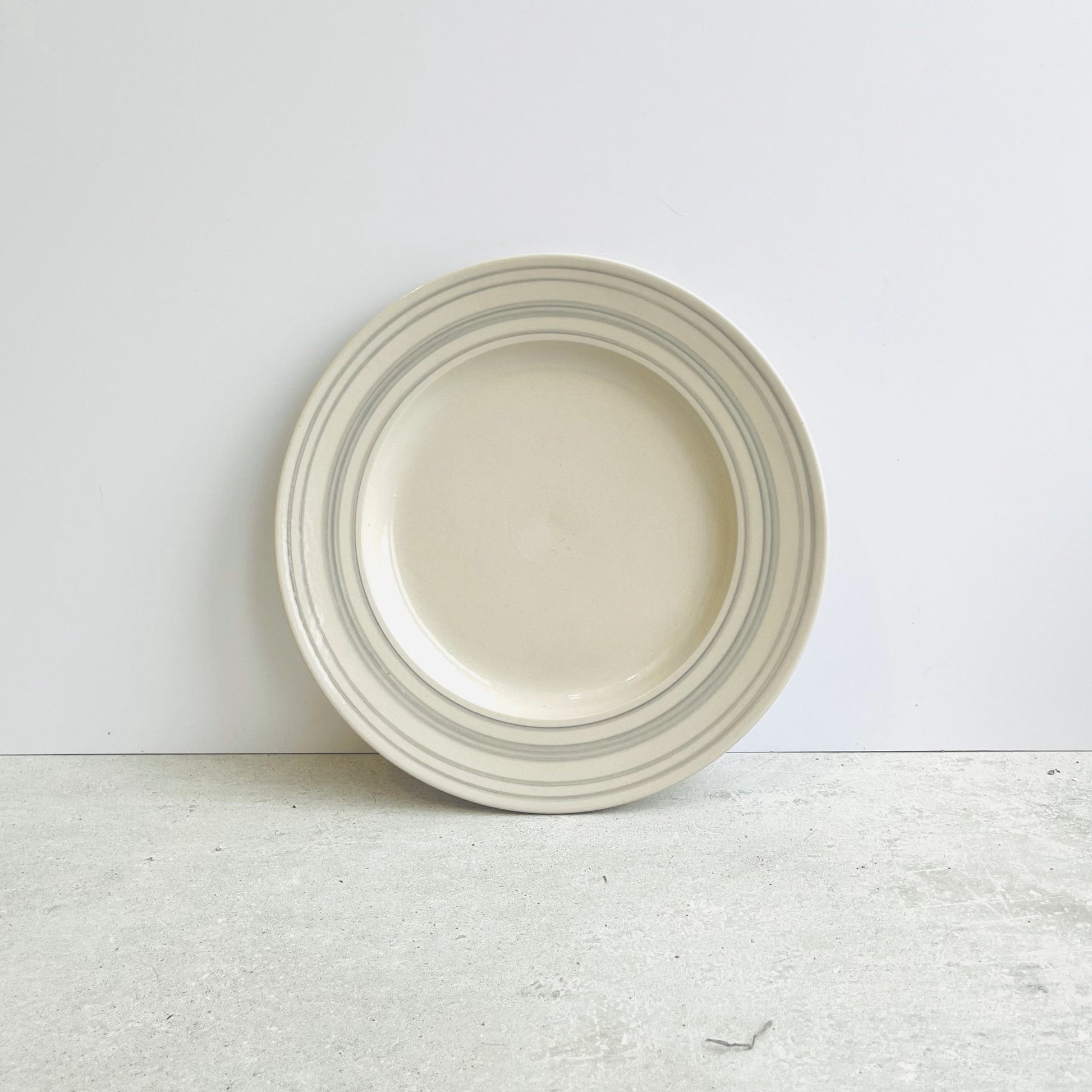 Stoneware Side Plate | Grey Linen Stripe | Traditional Dinnerware