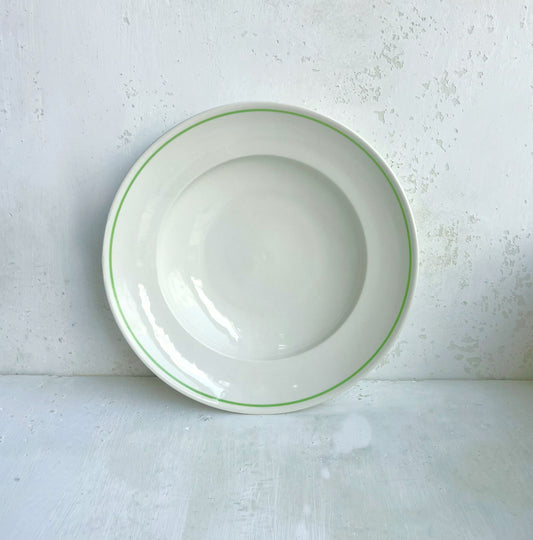 Set of Shallow Bowls Clover Green Line - Classical Porcelain