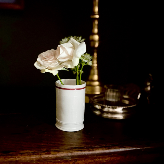 Classical Bud Vase with Burgundy Line