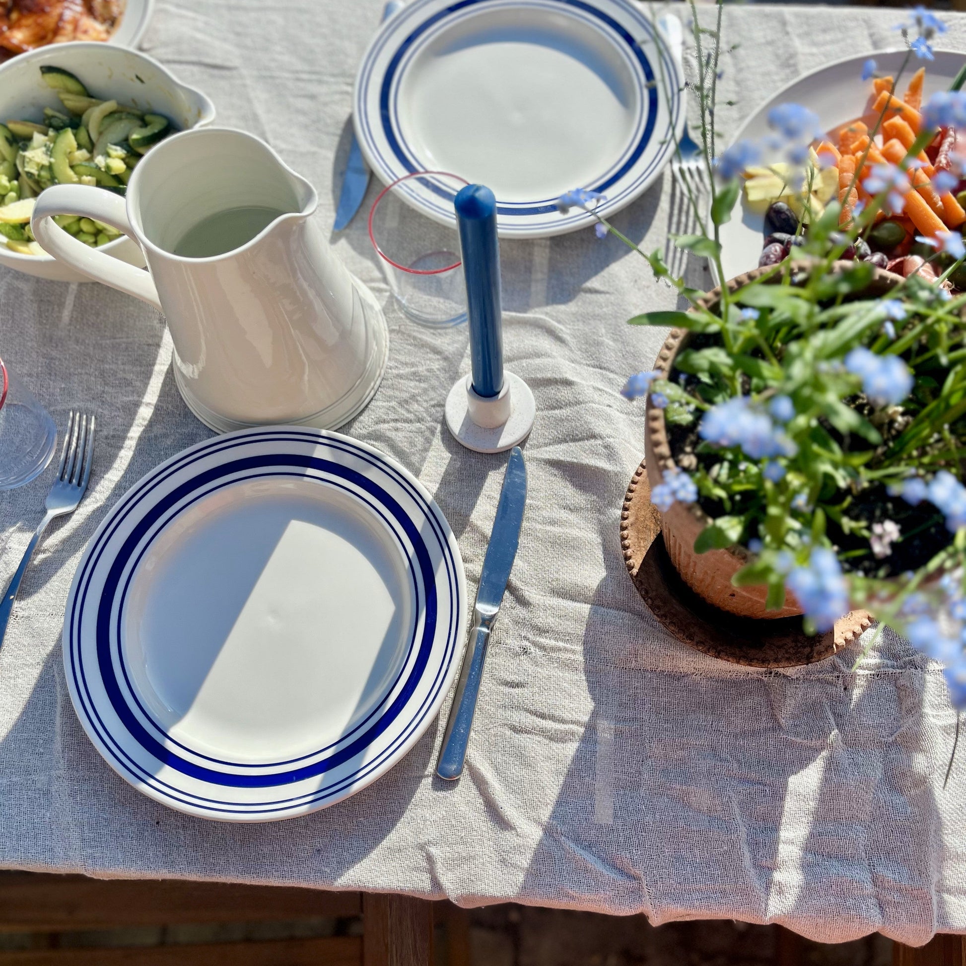Classical Porcelain Sea Stripes Dinner Plate - Seconds