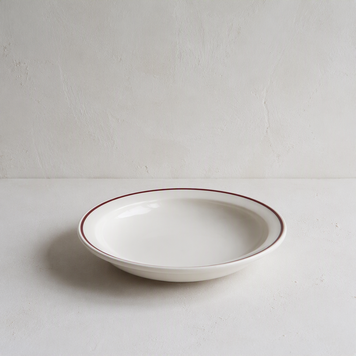 Short Rim Shallow Bowl Burgundy Line - Classical Porcelain