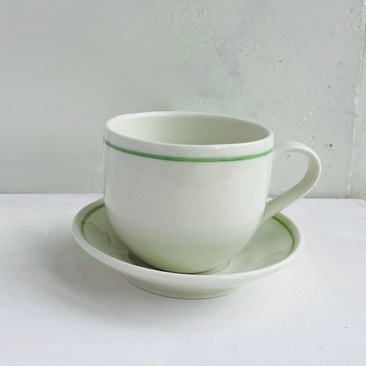 Simple Porcelain Mug with Clover Green Line