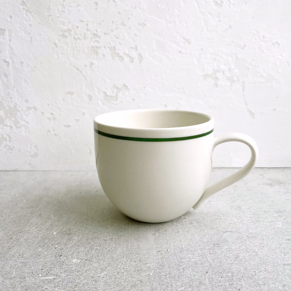 Simple Porcelain Mug with Forest Green Line