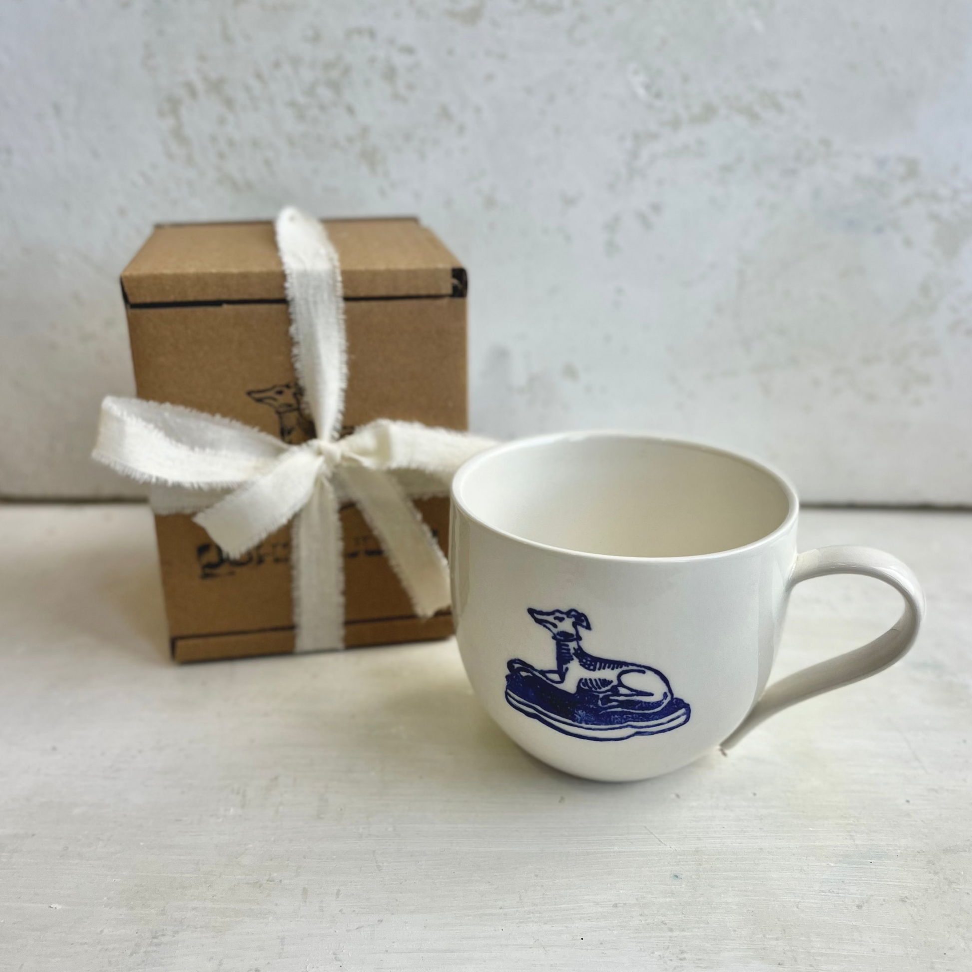 Simple Porcelain Mug with Hound | Pottery Gift | Handmade