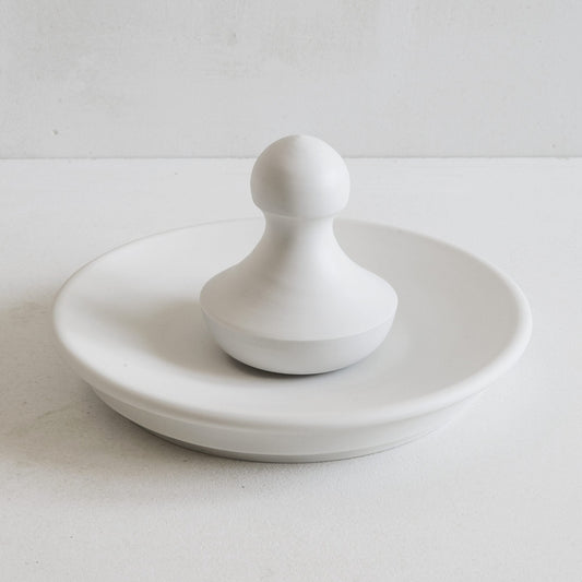 Porcelain Flat Mortar with Ball Pestle - Large - Seconds