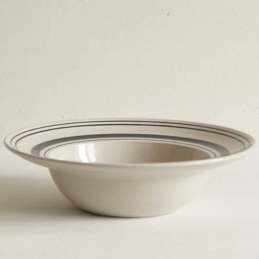 Deep Bowl Black Linen Stripe - Classical Stoneware