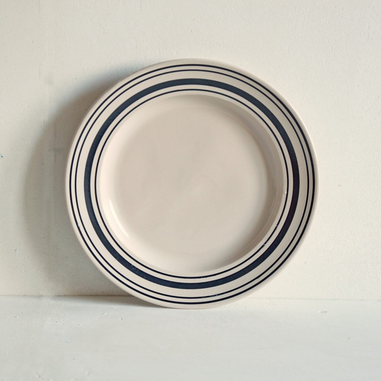 Black Linen Stripe Dinner Plate