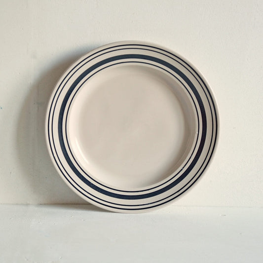 Classical Stoneware Black Linen Stripe Dinner Plate