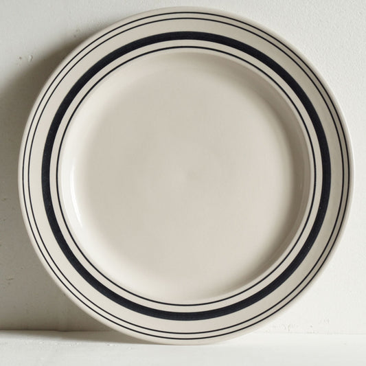 Classical Stoneware Black Linen Stripe Large Dinner Plate