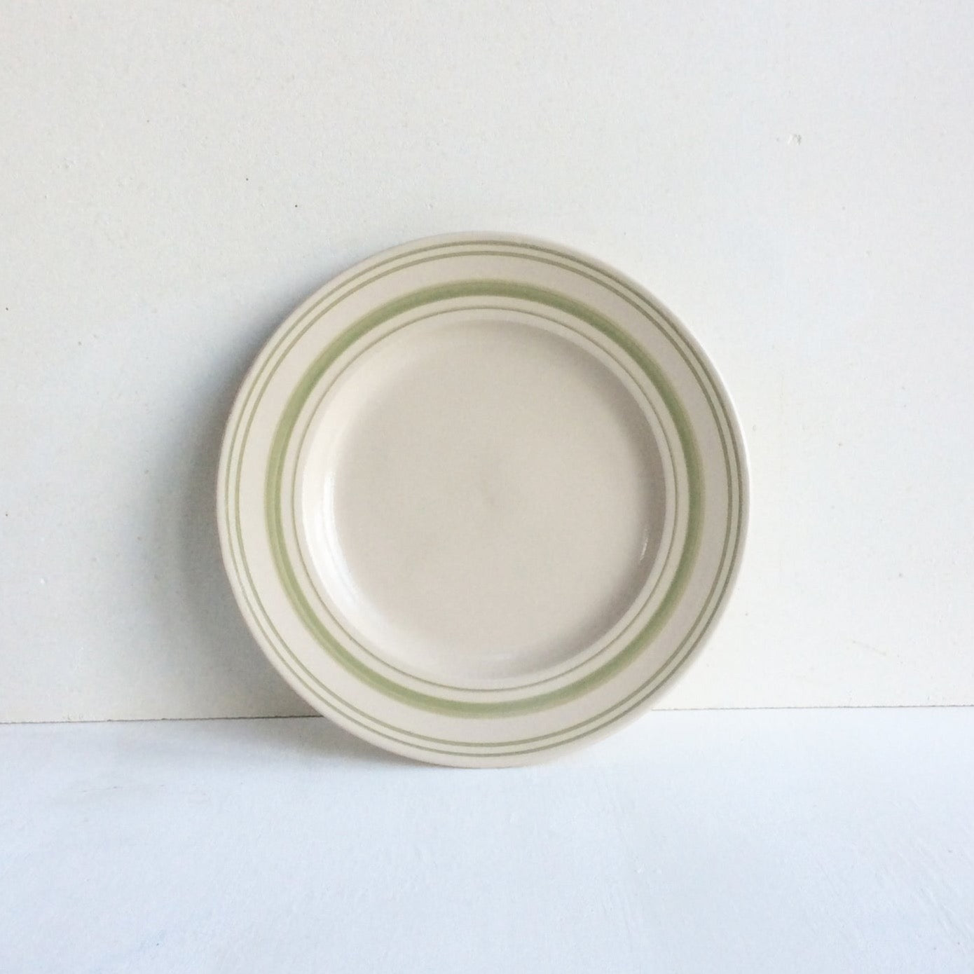 Set of Classical Stoneware Clover Green Linen Stripe Side Plates