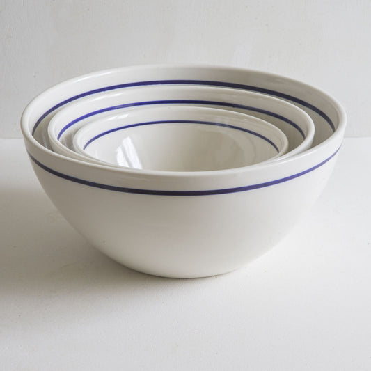 Deep Serving Bowls with Cobalt Blue Line - Seconds